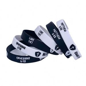 Bracelet en silicone inspiré de la Bible avec motif croix religieuse, idéal pour les fêtes et événements - Product Image 5