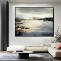 Grande peinture à l'huile abstraite faite à la main sur toile de lin, paysage côtier moderne, pour décoration murale (tailles personnalisables)