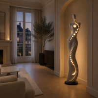 Sculptures en fibre de verre pour décoration de galerie d'art, sculpture abstraite de figure féminine en fibre de verre avec éclairage LED pour la décoration de la maison
