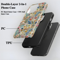 Coque de téléphone antichoc vintage brodée de motifs floraux avec film de protection double couche TPU+PC pour iPhone 17 Pro Max
