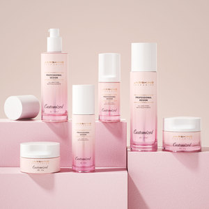 Nuovo Design color ambra vetro smerigliato bottiglia di crema vasetto con forma unica di imballaggio cosmetico di lusso personalizzato per la cura della pelle - Product Image 3