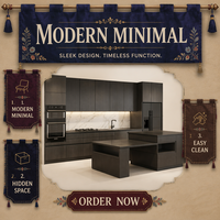 GOLDENHOME CUSTOMIZE Armoire de cuisine modulaire |   8 couleurs |   Étagères verticales à lattes LED chauffantes |   Minimaliste |   Panneau en mélamine