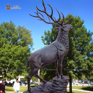 Trevi bất động sản vườn Kim loại động vật hoang dã điêu khắc đúc Kích thước cuộc sống Antique Bronze Deer Elk Stag tượng để bán - Product Image 2