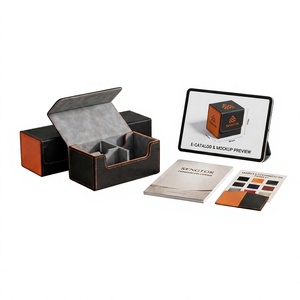 Boîte de rangement pour cartes en cuir PU imperméable FX avec couvercle à rabat et fermeture magnétique, logo personnalisé, organisateur de rangement individuel - Product Image 4