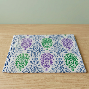 Block Printed Cotton <b>Fabric</b> With Purple Green Blue Foliage Pattern <b>Fabric</b> Woven <b>Medium</b> Weight Home Textile Cotton <b>Fabric</b> Sale - Product Image 2