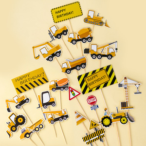 Construction Vehicle Cake Toppers Paper Birthday Decorations Reusable Party Supplies for Boys Birthday - Product Image 1