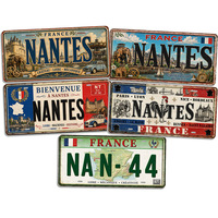 Letrero Metálico Vintage de Nantes, Francia, Estilo Rústico Retro, Decoración de Pared para Cafetería, Garaje, Tienda de Viajes