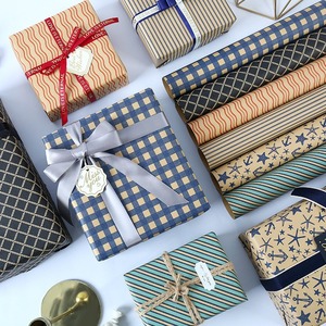 Wrapping <b>Paper</b> Gift <b>Paper</b> Dark Checkered Yellow Kraft Eco-friendly Simple Neutral <b>Pattern</b> Set For Craft Gift Packaging - Product Image 1