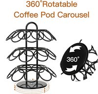 Support de carrousel pour dosettes de café compatible K-Cups, rangement pour 27 dosettes, rotation à 360 degrés, organisateur de comptoir de cuisine pour la maison ou le bureau