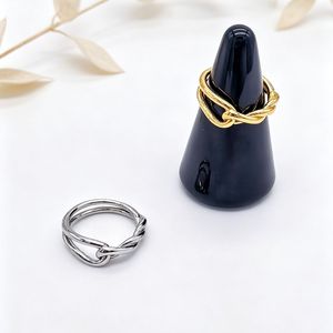 Yunnique – bague tressée géométrique minimaliste en acier titane pour hommes et femmes, bijoux unisexes à la mode, cadeau - Product Image 4