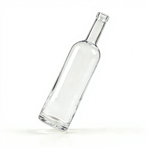 Botella de Vidrio Transparente Personalizada, Extra Flint, Forma Redonda, <span class=keywords><strong>375ml</strong></span> 500ml 750ml, para <span class=keywords><strong>Vodka</strong></span>, Whisky, Vino, con Tapón - Product Image 1