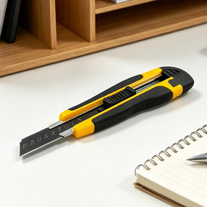Utility Knife Stainless Steel Blade 10x1.8mm Yellow Handle Heavy Duty Cutter For Paper <b>Box</b> Art Craft Repair - Product Image 2
