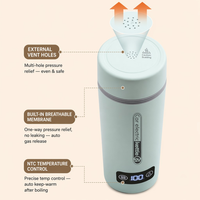 Termometer Termos botol air otomatis, Termos vakum perjalanan Stainless Steel, ketel kopi elektrik
