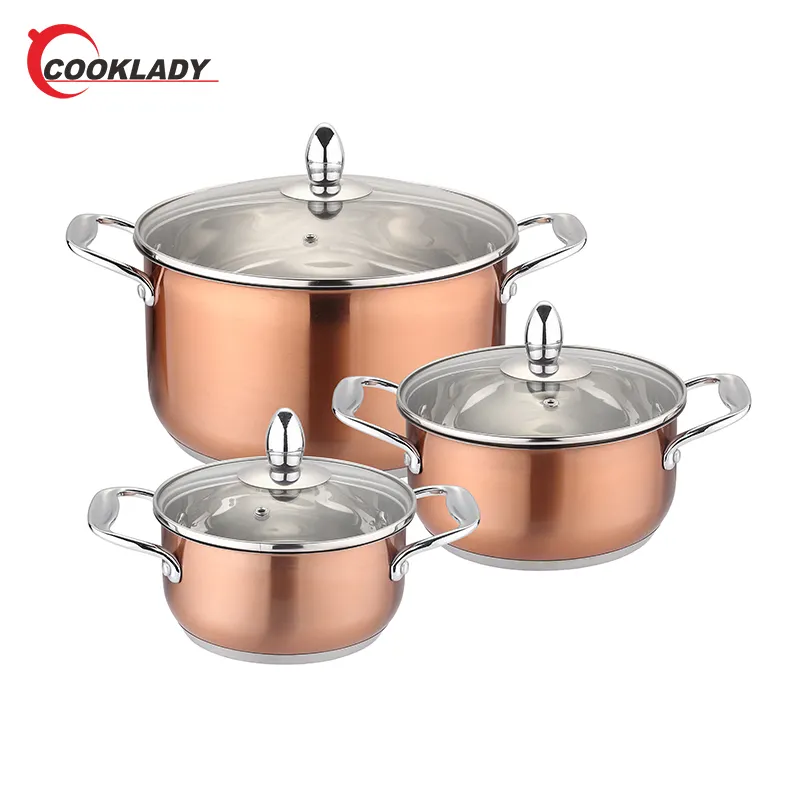 Buena calidad nuevo estilo 6 piezas utensilios de cocina de acero inoxidable olla cazuela juegos