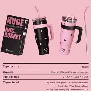 40oz Double Wall Stainless Steel Tumbler with Handle and Straw Lid <b>Large</b> Insulated Travel Car <b>Mug</b> - Product Image 5