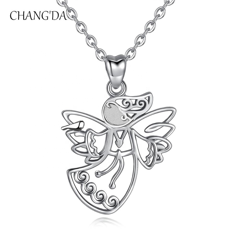 Mode 925 sterling gardien argenté mini petit ange aile charme pendentif