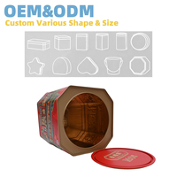 Boîte en métal octogonale de qualité alimentaire avec couvercle séparé pour l'emballage de bonbons, chocolats et biscuits, recyclable