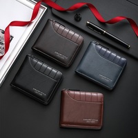 Dompet Zipper Kulit PU Buaya Warna Patchwork Pendek untuk Pria dengan Kantong Koin, Kapasitas Besar dengan Banyak Slot Tempat Kartu