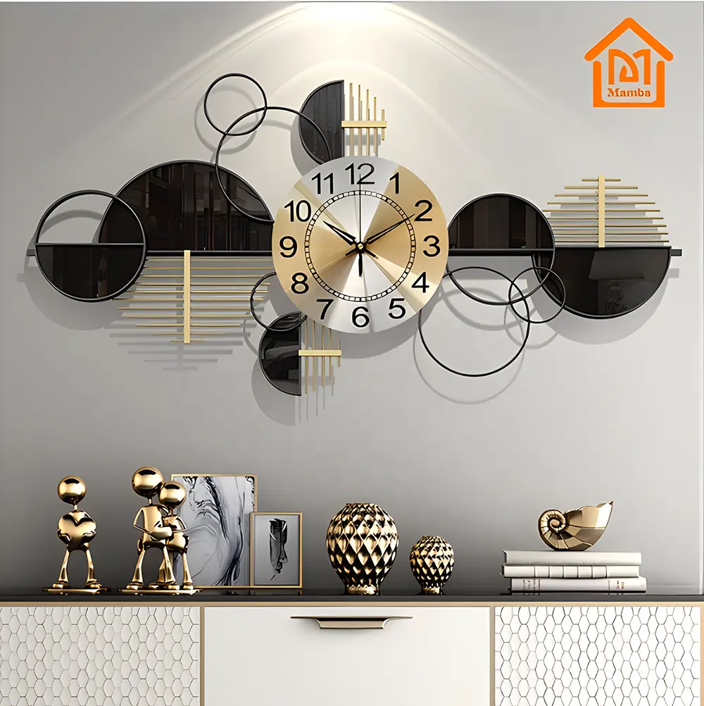 Horloges murales de décoration en métal pour la maison Décoration murale de luxe de salon Horloge suspendue d'arts 3d