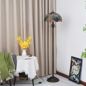 Cổ điển Tiffany Rose Đèn sàn với kim loại cơ sở LED <span class=keywords><strong>torchiere</strong></span> cho phòng khách và phòng ngủ chiếu sáng - Product Image 2