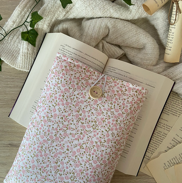 Cotton Padded Book Sleeve Handmade Mini Bible Cover Quilted Pink Floral Kindle Sleeve