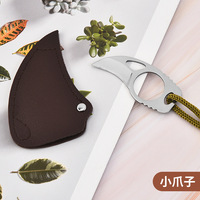 Couteau de poche EDC en acier inoxydable, couteau à lame fixe avec étui en cuir pour le camping en plein air et la survie