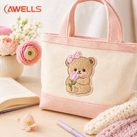 Patch brodé personnalisé AWELLS, adorable ourson en peluche, badge animalier Kawaii cousu pour vêtements d'enfants et sacs DIY