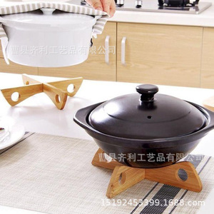 Qili Bamboo Pot <b>Rack</b> Cross Shape Heat Insulating Base For Pot Bowl <b>Plate</b> Support Stand - Product Image 3