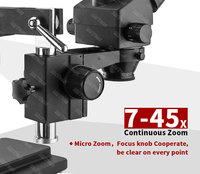Double Boom Stand Zoom Trinocular Stereo Microscope for Mobile Phone PCB Soldering 7-45X
