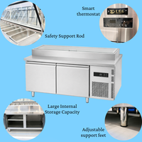 Table de préparation professionnelle en acier inoxydable pour sandwichs, salades, pizzas, avec réfrigérateur intégré pour cuisine
