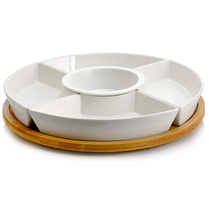 ชุดอาหารเรียกน้ำย่อยทำจากเซรามิกสโตนแวร์,ถาดเสิร์ฟซูซานขี้เกียจทำจากไม้ไผ่มี6ชิ้นจานเสิร์ฟดีไซน์ไม่เหมือนใคร - Product Image 1