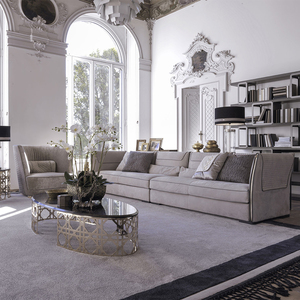 Meubles de salon italiens modernes en cuir véritable gris, canapé d'angle incurvé surdimensionné de luxe VF-SF-04-CLIVIO en cuir italien - Product Image 3