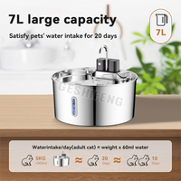 Distributeur d'eau sans fil pour chat en acier inoxydable 236oz/7l Fontaine à eau pour chien pour animaux de compagnie avec capteur de mouvement Pompe ultra silencieuse