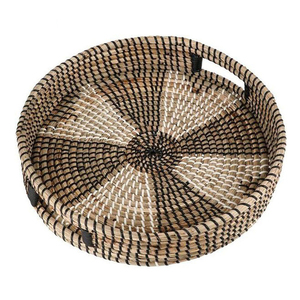 Plateau en jonc de mer tissé, corbeille ronde, tressée, naturelle, écologique, fait au Vietnam, nouvelle collection - Product Image 3