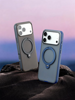 Coque de téléphone en TPU et PC pour iPhone 17 16 15 14 13 avec anneau magnétique, plusieurs couleurs, support béquille, antichute et antichoc