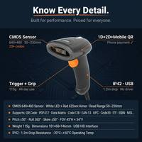 UIMG HS20 Scanner de codes-barres portable 1D 2D durable, résistant aux chutes de 1,2 m, USB, pour l'enregistrement aux réceptions d'hôtel