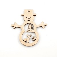 Ornements de Noël en bois personnalisables avec logo, motifs bonhomme de neige et renne, style européen et américain, creux, à faire soi-même, en bois brut
