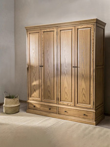 <span class=keywords><strong>Armoire</strong></span> sur mesure en bois massif de style campagnard américain, <span class=keywords><strong>4</strong></span> <span class=keywords><strong>portes</strong></span>, chêne cerisier, pour chambre à coucher - Product Image 2