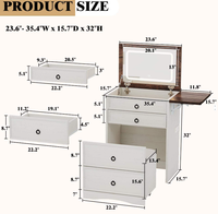 Coiffeuse de style campagnard avec miroir LED et station de charge, table rabattable avec tabouret de rangement, vente en gros pour petite chambre