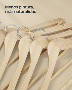 Ensemble de cintres <span class=keywords><strong>SONGMICS</strong></span> antidérapants, écologiques et durables pour armoire et salle de bain, cintres en bois naturel personnalisés - Product Image 6