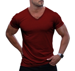 T-shirt da uomo con Logo personalizzato estivo Slim Fit con scollo a V Casual Top t-shirt traspiranti Top Basic Streetwear - Product Image 3