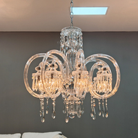 Lustre en cristal transparent de style européen, luminaire suspendu en verre pour hall de villa, éclairage intérieur de maison