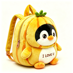 Mochila de pingüino con diseño de frutas, mochila de pingüino de peluche con diseño de piña, mochila de pingüino con rayas amarillas, mochila de pingüino de dibujos animados, mochila de animal lindo - Product Image 5
