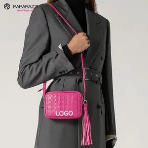 Paparazzi PA0090 sac à main tissé de styliste en cuir Pu durable pour femmes