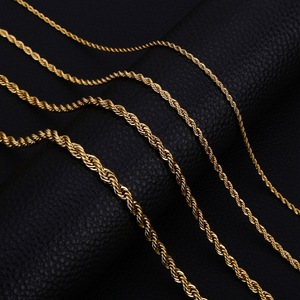 Hình học Twist thiết kế thép không gỉ liên kết Chuỗi vòng cổ 2mm/3mm/4mm/5mm chân không mạ vàng bạc cho hợp thời trang ngày kỷ niệm" - Product Image 3