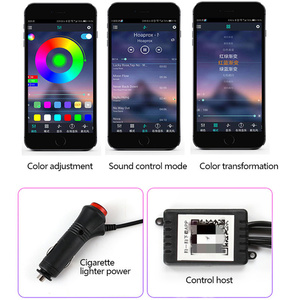 Lumière LED décorative d'ambiance pour l'intérieur de la voiture, contrôle par application musicale, bande lumineuse néon automatique, lumière ambiante RGB 12V - Product Image 2
