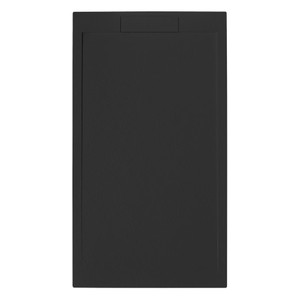 Euphoria 80x100cm Bac de douche rectangulaire noir en acrylique moderne, design carré avec effet marbre pour salle de bain, usage extérieur et hôtelier - Product Image 1