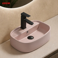 Lavabo en céramique Kidoir mat de couleur unie, à poser sur comptoir, couleurs personnalisables, ovale, rond, rectangulaire, vente en gros, OEM, ODM