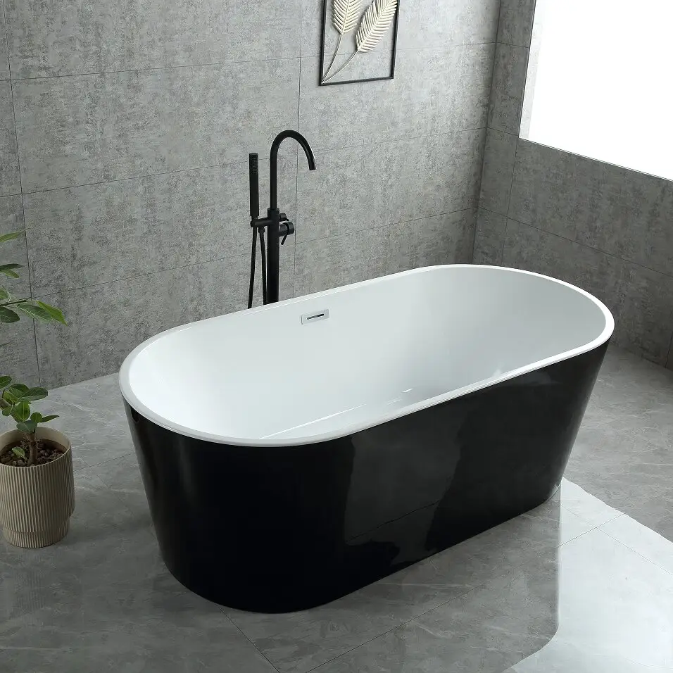 Vasca da bagno freestanding in acrilico vasca da bagno ad angolo in bagno nero di colore personalizzato tradizionale