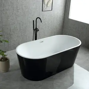 Ванна отдельно стоящая акриловая угловая ванна в ванной комнате черный цвет традиционный